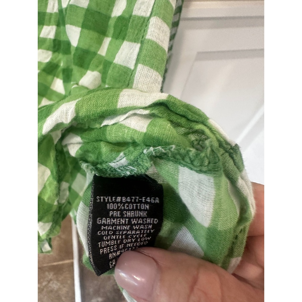 Sanctuary Clothing Green Gingham Button Up Shirt Womens Medium Cotton Epaulettes - Picture 3 of 8